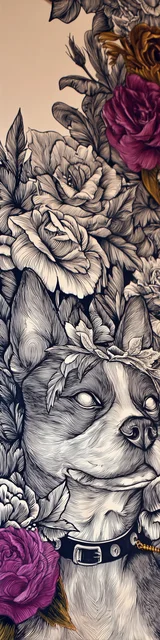 Free dog bookmark featuring a dog in a stencil-style design